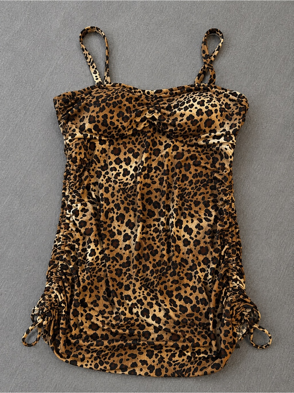 Miraclesuit Leopard Print Tankini Top Ruched Slimming Swimwear Size 6